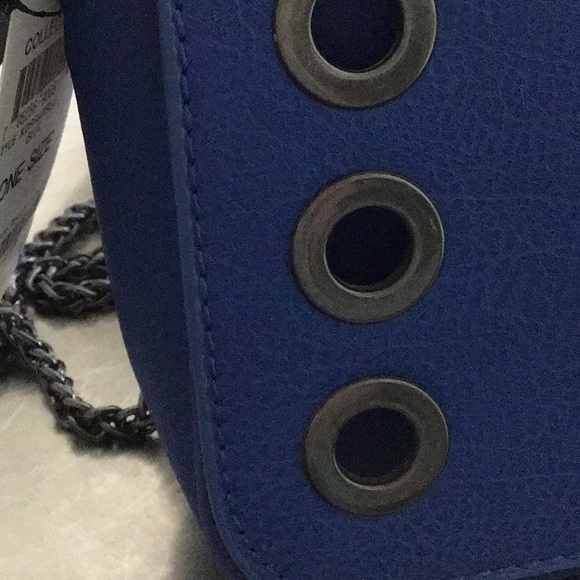 INC Blue& Black leather cross body. Smoky black rolled chain & details.NWT - Picture 6 of 11